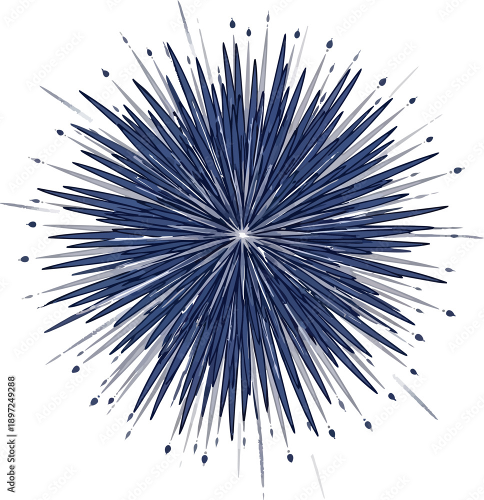 Naklejka premium Abstract blue explosion from center on white background, vector art