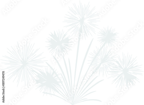 Pastel fireworks display on white background, celebration graphic