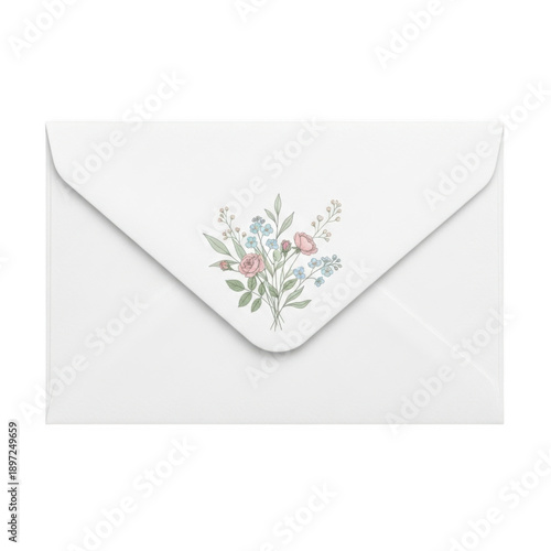 Floral envelope design isolated on transparent background
