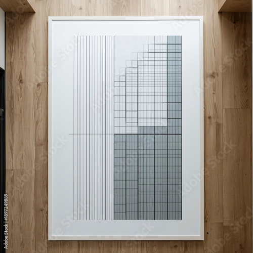 Modern pattern in blue with contrasting angles and minimalistic appearance.