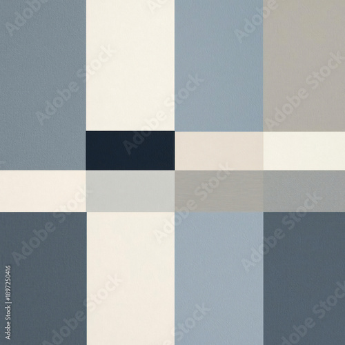 Geometric composition in blue tones with angular shapes and textures.