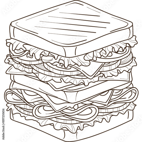 Triple Decker Sandwich with Fresh Ingredients
