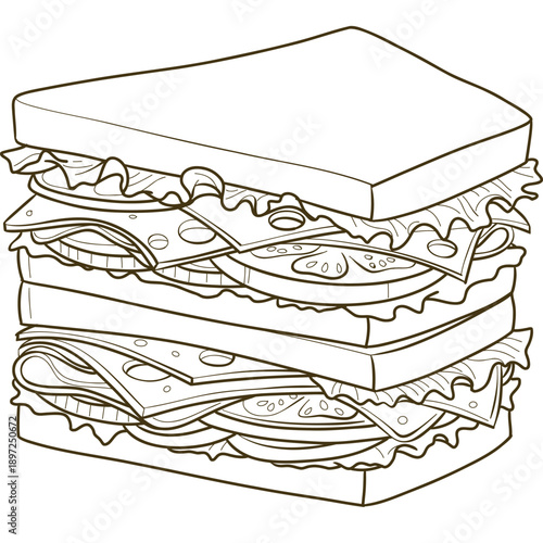 Triple Layer Club Sandwich with Fresh Ingredients