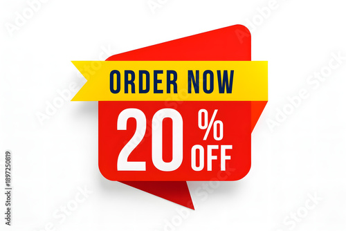 Grab 20% off now with this vibrant red and yellow order promotion banner.