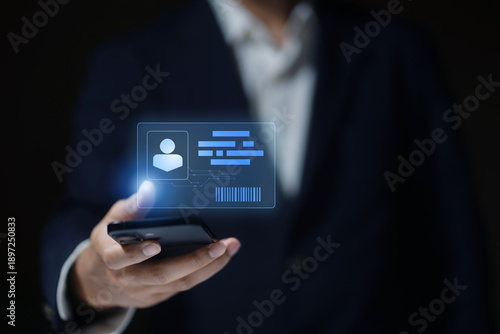 Принти на полотні human hand holding Digital identification or digital ID