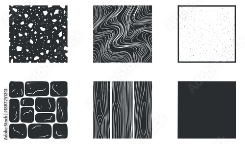 A collection of microchips in outline vector style, ideal for technology and electronics design projects