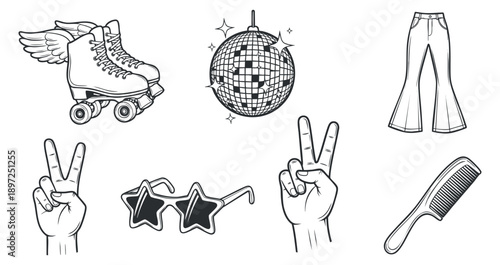 A collection of various cookie designs in black and white outline vector style, ideal for bakery branding and dessert menus