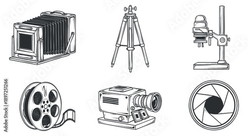 A collection of stylish character portraits featuring diverse hairstyles and accessories in black and white line art vector style, ideal for fashion and beauty projects