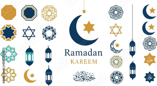 Ramadan vector elements and eid vector elements