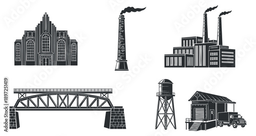 A collection of winter-themed illustrations featuring an ice skate, snowflake, holly, mitten, branch, and icicles in elegant outline vector style, perfect for holiday decorations and seasonal designs