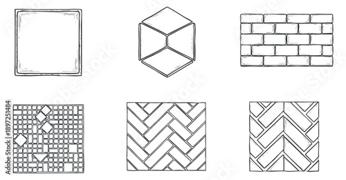 A collection of music-themed icons including a guitar, microphone, cassette tape, and bitcoin symbol in black and white outline vector style, perfect for creative projects and music-related branding