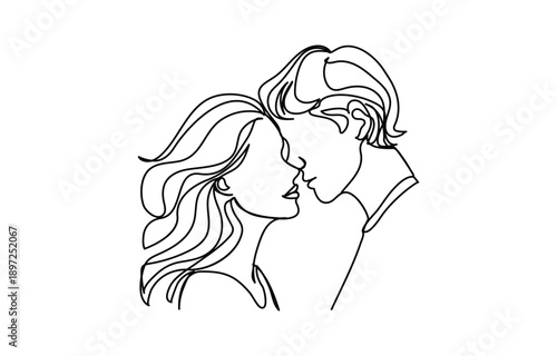 Hand drawn international kissing day Romantic couple kiss line art vector illustration illustration love sign	