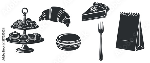 A collection of brain and AI icons in minimalist black and white vector style, ideal for technology and innovation projects