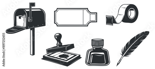 A collection of six line art illustrations depicting various facial massage techniques in minimalist vector style, ideal for skincare and wellness projects
