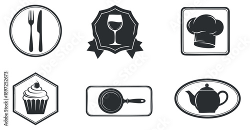 A collection of microchip designs in clean outline vector style, suitable for technology and electronics projects