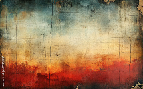 Red dark green blue yellow emerald teal viridian texture background. Painted concrete wall surface. Grunge rough uneven plaster scratched damaged. Close-up. Design Template.