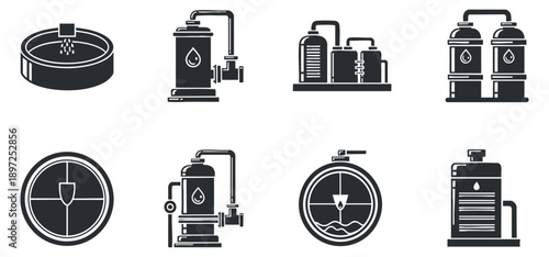 A set of skincare and beauty icons featuring hands applying products, night cream, toner, and relaxation elements in minimalist outline vector style, ideal for wellness and beauty branding