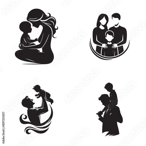 Heartwarming silhouettes illustrating the beautiful bonds of family love and parenting