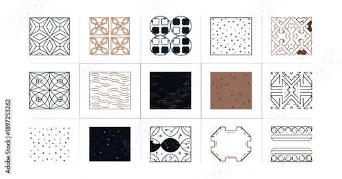 Abstract geometric pattern tile designs for backgrounds and design elements