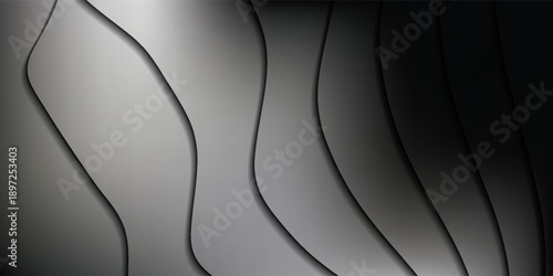 Abstract Monochrome Wavy Lines with Subtle Gradient and Shadow Effects.