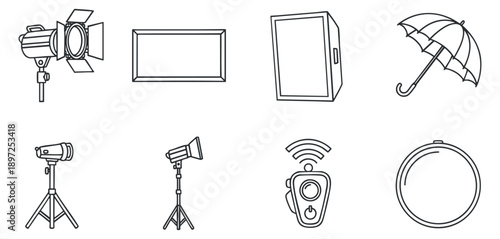 A collection of skincare facial rollers in outline style, suitable for wellness and beauty design projects