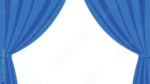 Blue Theater Curtains Opened Wide Apart.