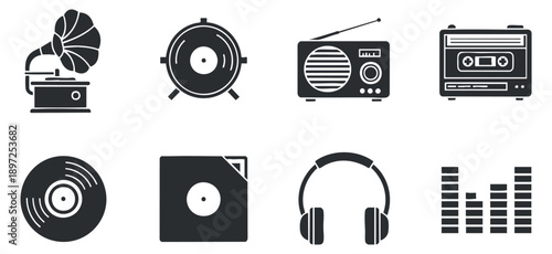 A set of business and finance icons including growth, innovation, security, and partnership in clean flat outline vector style, perfect for corporate branding and marketing materials