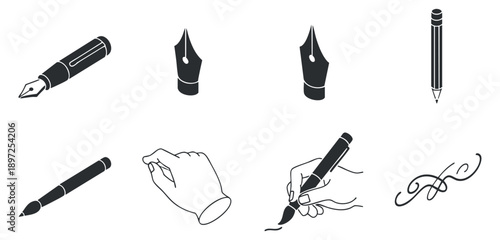 A collection of binary code symbols including numbers, a lock, a monitor, and a processor in minimalist outline vector style, suitable for technology and cybersecurity themes