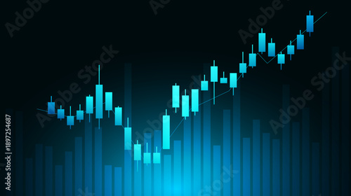 Stock market candlestick chart. Trading chart for financial or business concepts. Vector illustration.