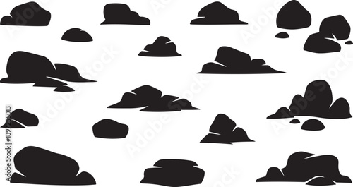 Black Rock Silhouettes on White Background Illustration Design