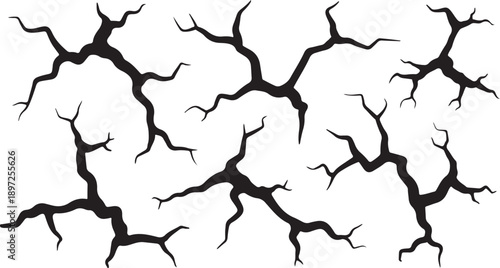 Black Crack Patterns on White Background Illustration Design