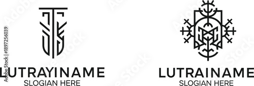 Line Art Logo Badges with Placeholder Text