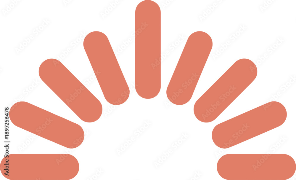 Obraz premium Pink rounded bars forming a semicircle icon, symbolizing loading, waiting, or progress. Modern flat design vector element for web, app, or UI