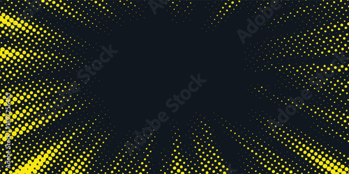 Abstract Halftone Explosion with Dark Center and Yellow Rays.