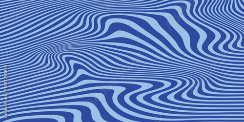 Abstract Blue Wavy Lines Pattern Background.