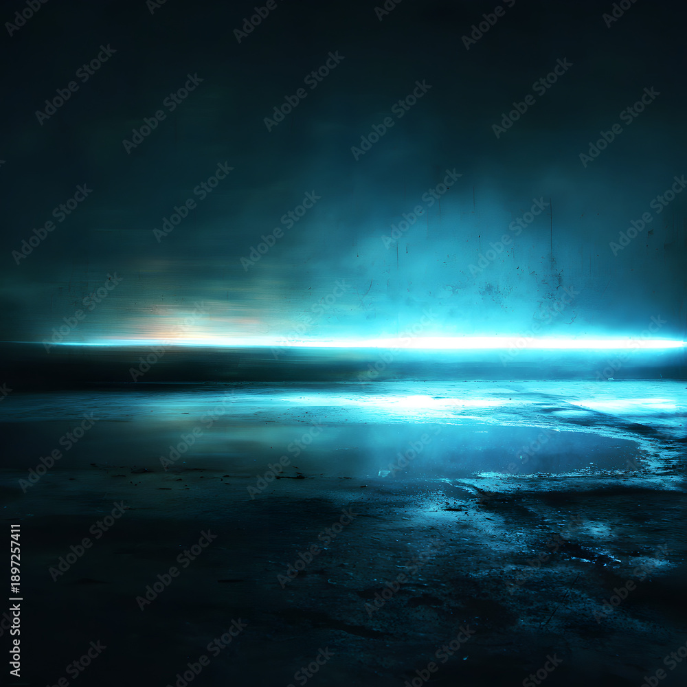 Fototapeta premium Neon Blue Light Abstract Square format Background