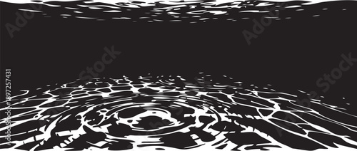 Black and white water ripples on a dark background