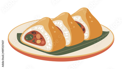 Three Sushi Rolls on a Plate.