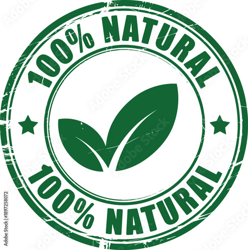 100 percent natural green leaf eco friendly stamp