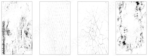 Collection of 4 black grunge texture. 