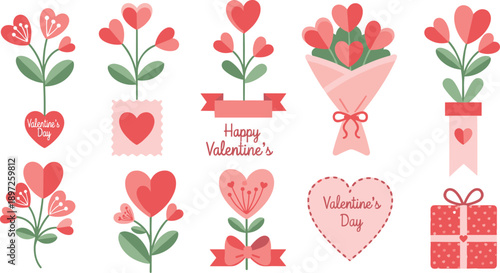 Valentine's Day floral arrangements, gifts, and heart shapes love flower