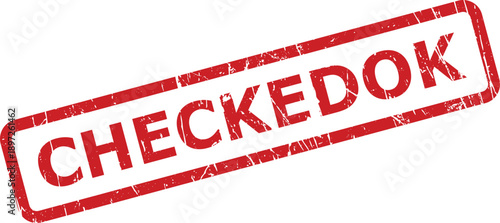Red CHECKED OK Rubber Stamp Impression Denoting Approval on a Pure White Background