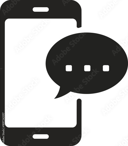Smartphone with speech bubble for messaging