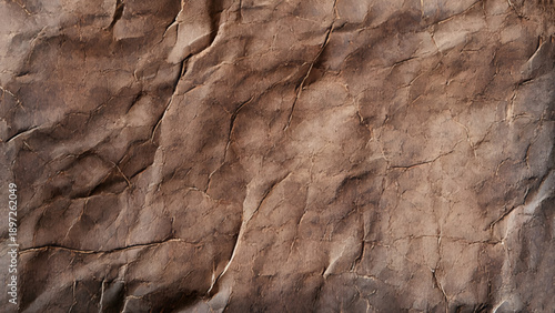Coarse crumpled paper close up background.