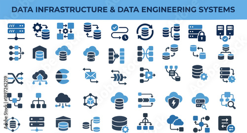 Data Infrastructure and Data Engineering System Icons