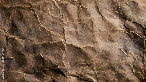 Vintage crumpled paper. Horizontal textured background. Macro photography.  Coarse crumpled paper close up background.