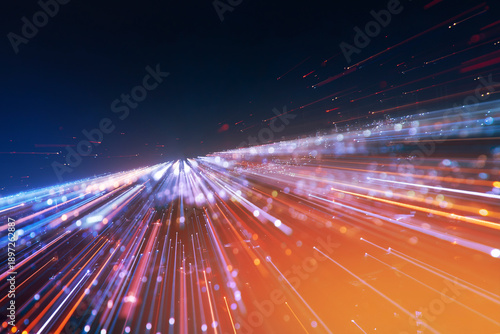 Fotografía ibrant motion blur of bright light trails creates a fast energy burst along the
