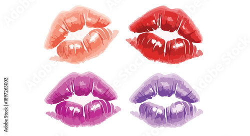 Vibrant collection of four distinct lip prints in various shades.