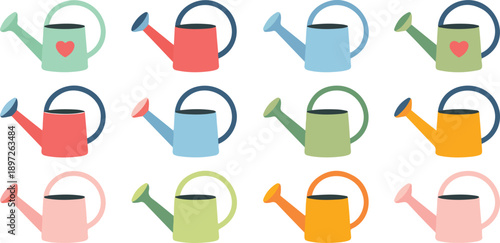 Playful Watering Can Illustration Collection for Gardening Branding