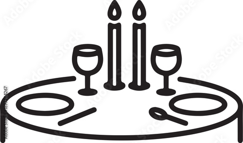 Candlelight Dinner Table Silhouette.